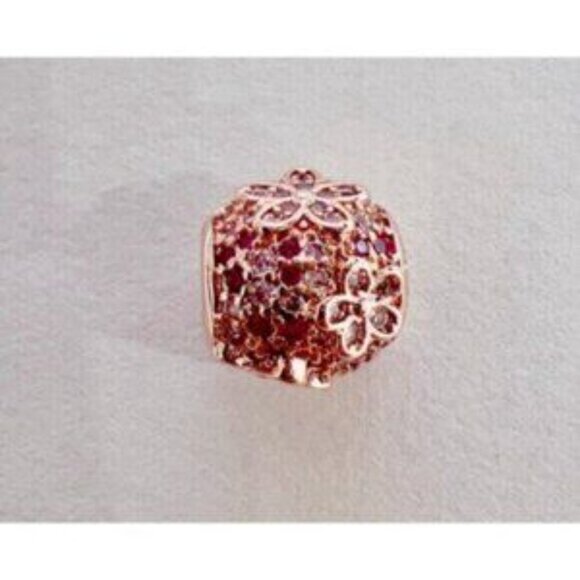 Pink Pav Daisy Flower Charm - 14k rose gold - Fits Pandora Charm Bracelets - Picture 5 of 7